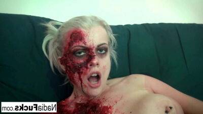 Sexy zombie pleases the gash between her legs! - sunporno.com