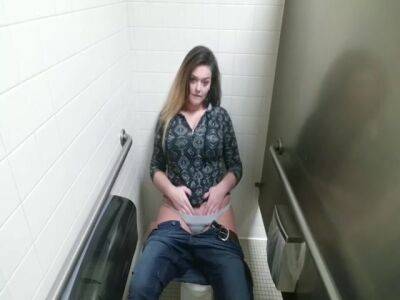 Big titted chick masturbates in public toilet - sunporno.com