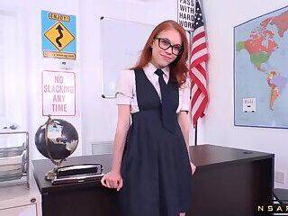 Nerdy Red Head Sister Fucks Step Brother in Class Room - pornoxo.com