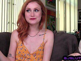 Redhead oral teen closeup sucks POV cock and talks dirty - pornoxo.com