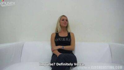 Trashy blonde gives eager casting blowjob on a pov camera - sunporno.com - Czech Republic