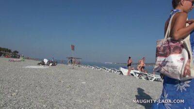 Naughty Exhibitionist Lada - Swimsuit Bikini flash on public beach - sunporno.com