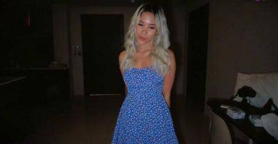 Sexy Hybrid Thai Blonde Teen In A Blue Dress Puts On A Show - sunporno.com - Thailand